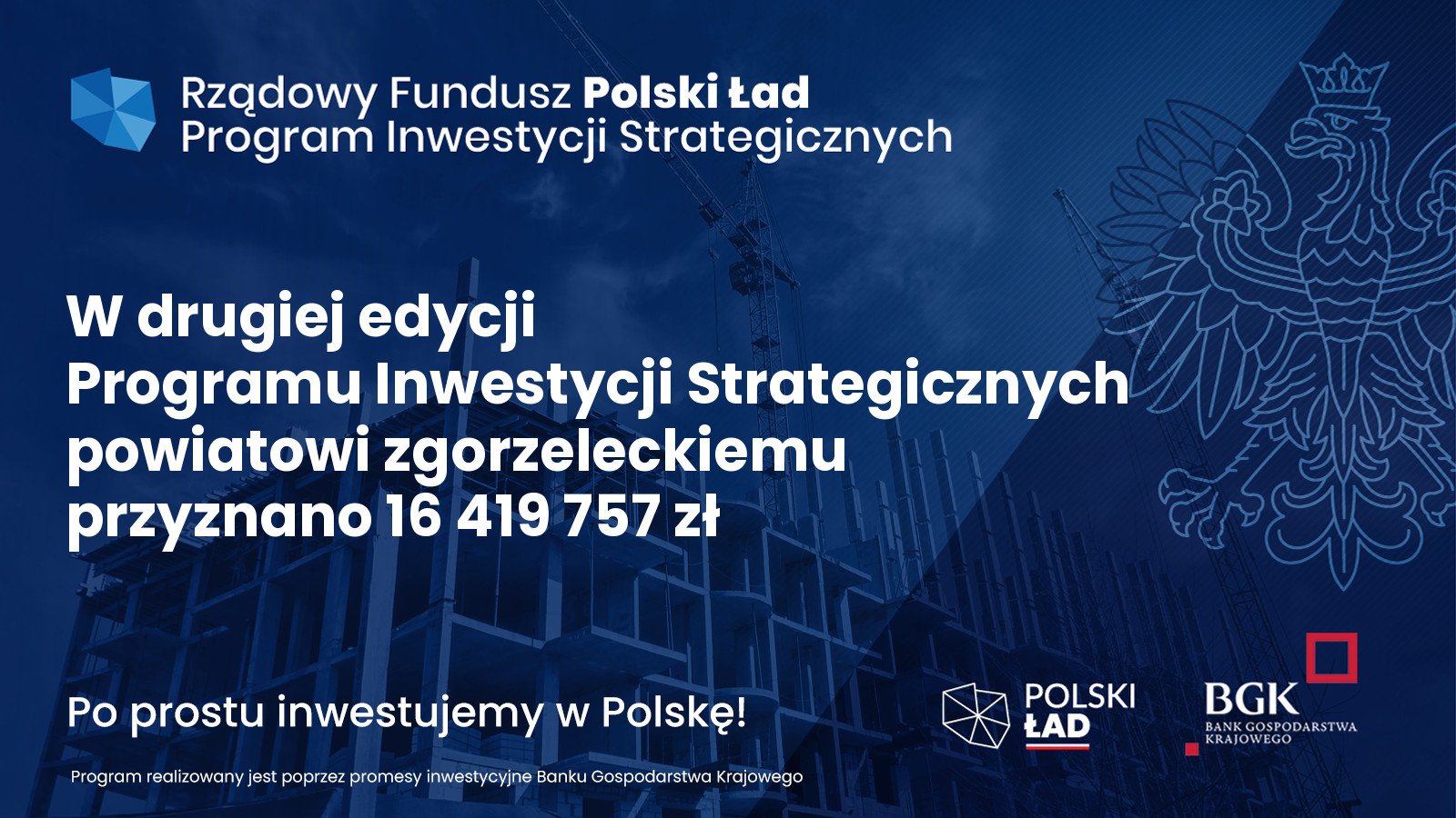 Wstępne promesy na zadania inwestycyjne w ramach Rządowego Funduszu Polski Ład