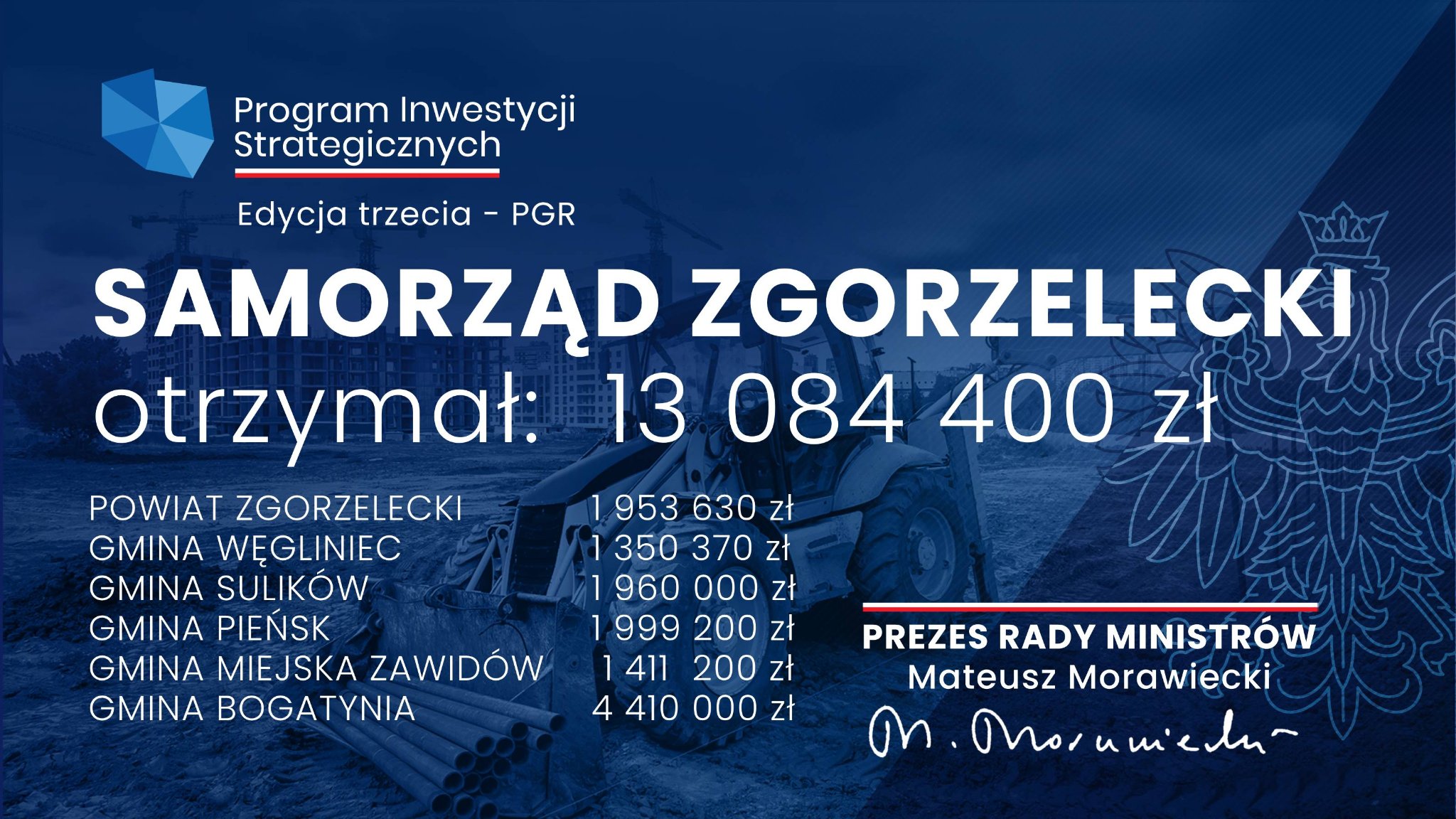 Wstępne promesy na zadania inwestycyjne w ramach Rządowego Funduszu Polski Ład